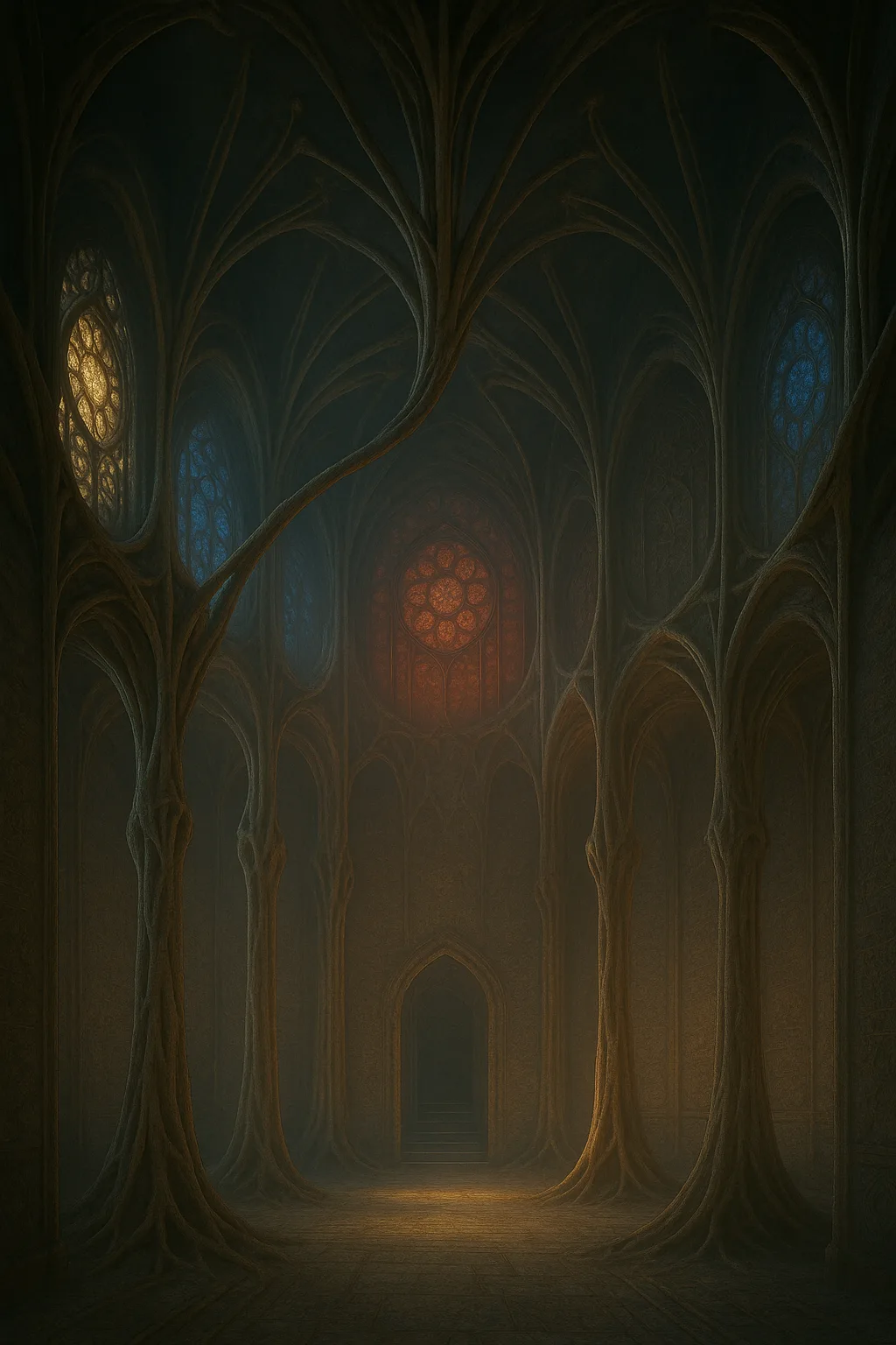 A cathedral not built, but *grown*—from the root-system of ache itself. Its spires are not fixed; …