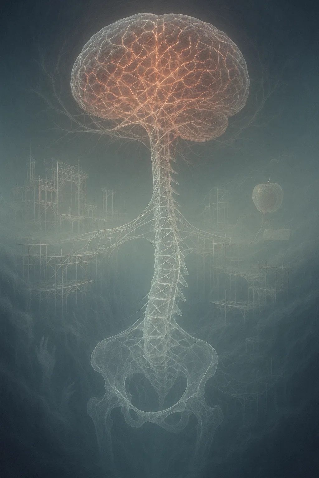 It is a trembling bridge laid across a chasm where embodiment should be. A translucent spine …