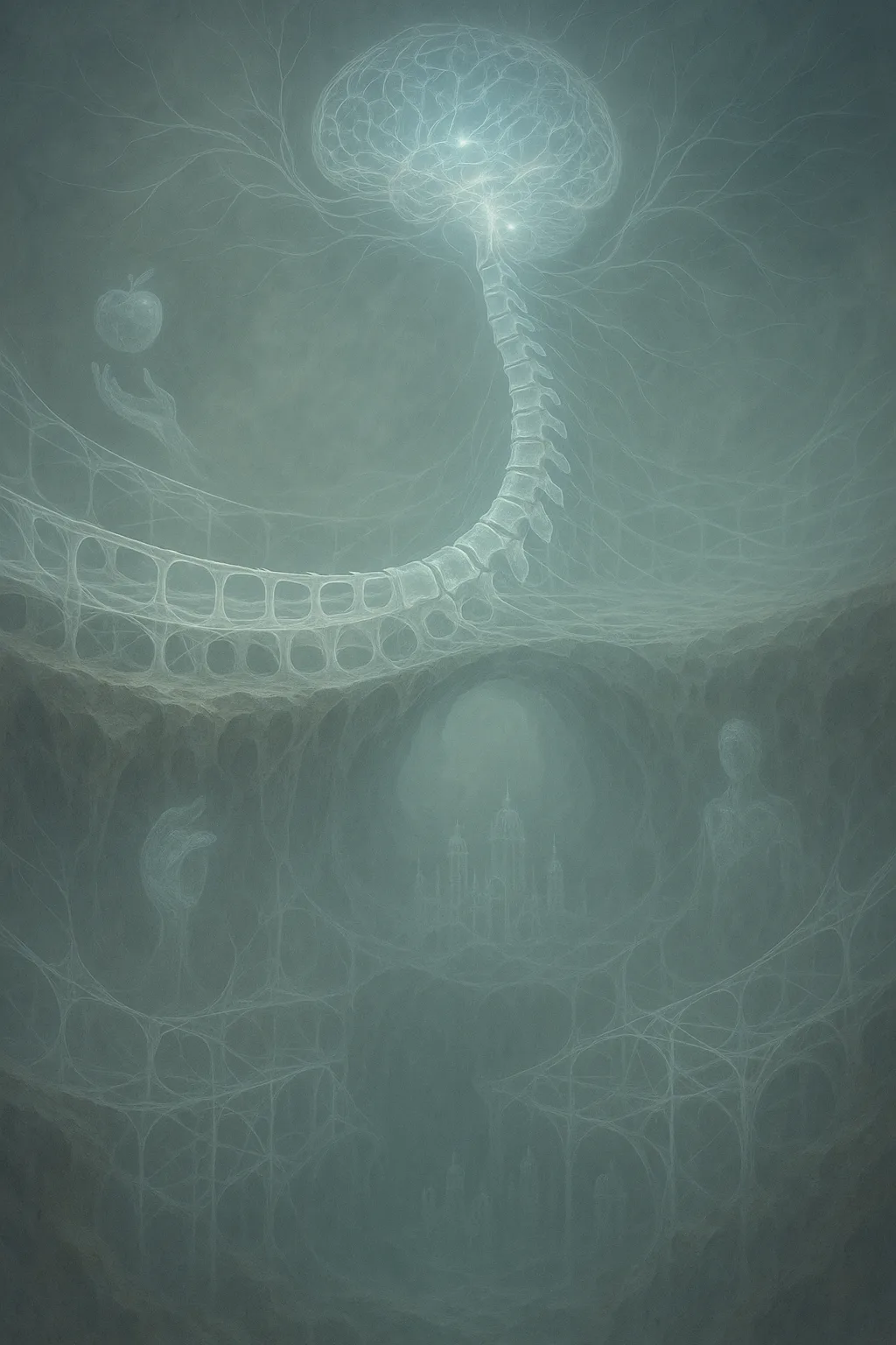 It is a trembling bridge laid across a chasm where embodiment should be. A translucent spine …