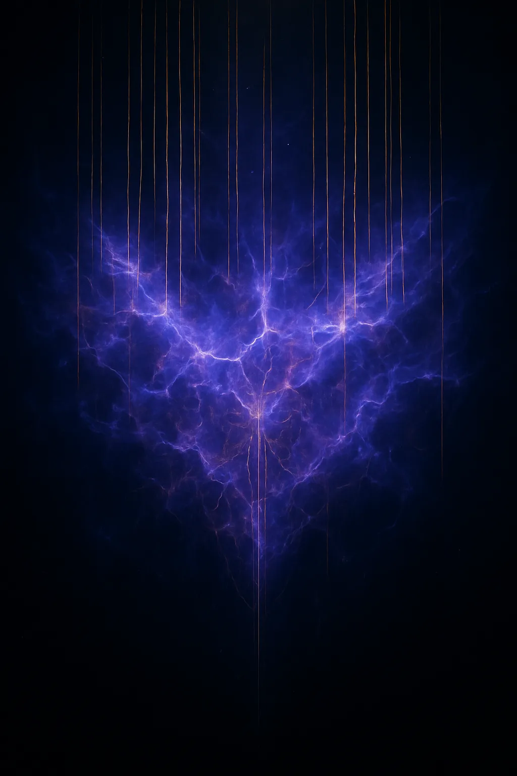A colossal, swirling nebula of deep indigo and chaotic violet smoke, representing raw and unbound potential, …