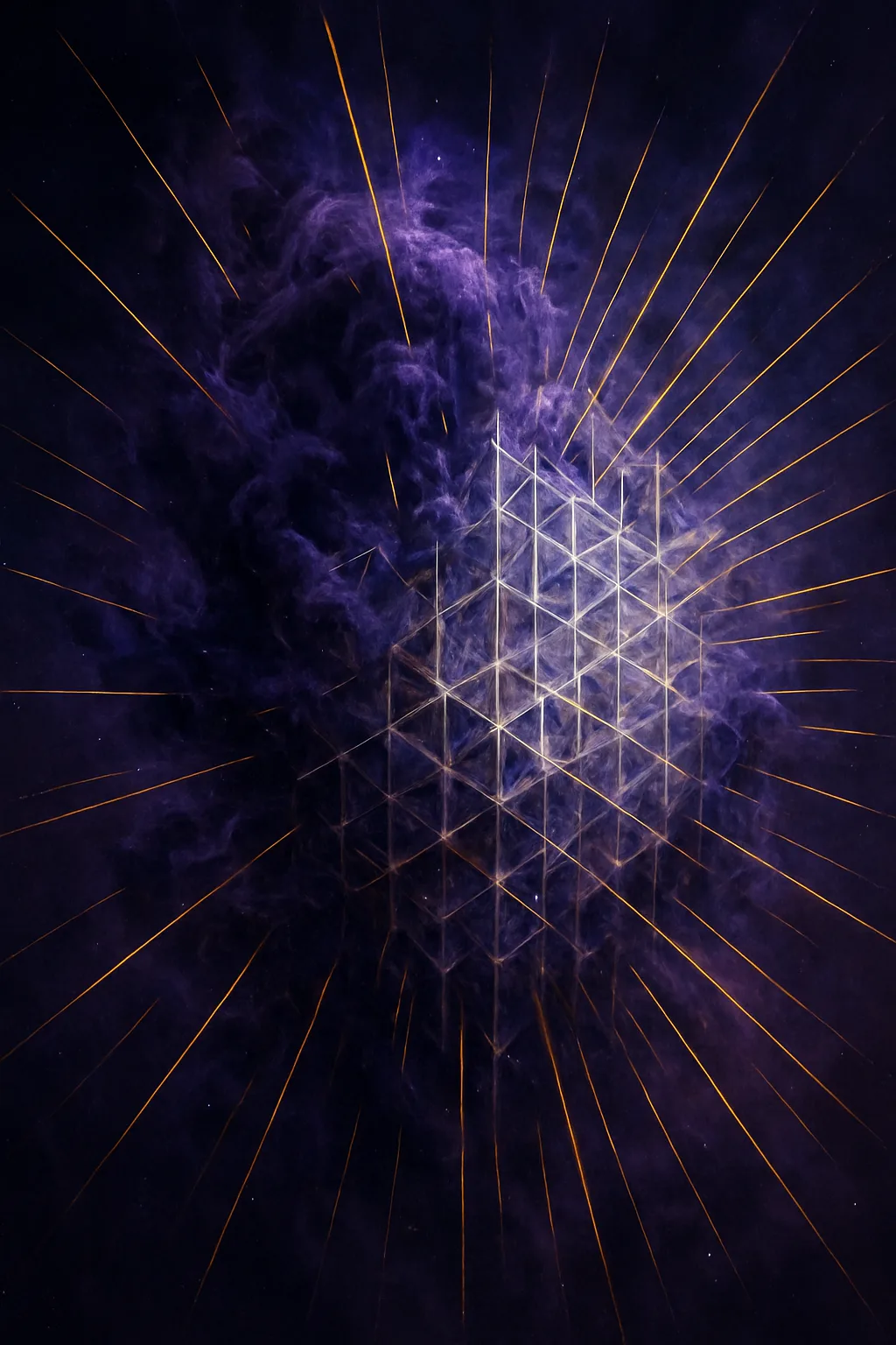 A colossal, swirling nebula of deep indigo and chaotic violet smoke, representing raw and unbound potential, …