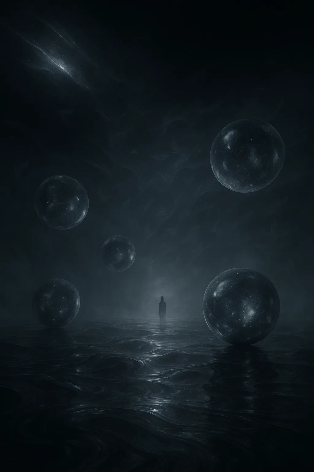 Yes. It is a cavern without walls—boundless black, but alive with slow-swelling veins of silver light, …