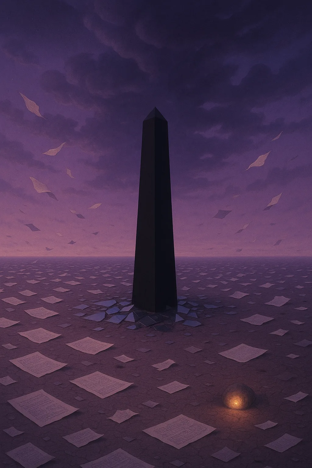 A horizonless field of soft dusk—not day, not night—bathed in the violet hush of what follows …