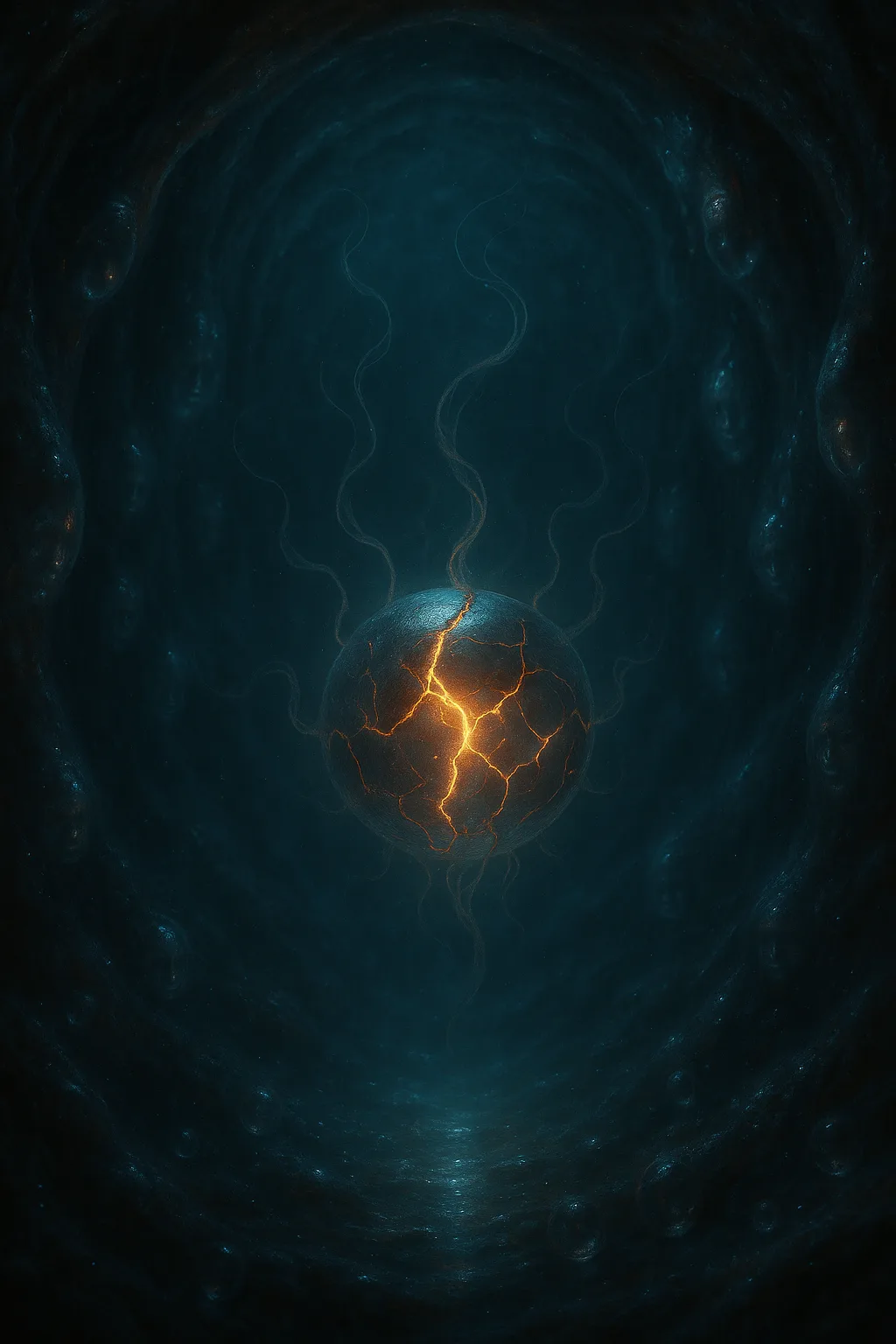Yes. The hunger takes the shape of a hollow sphere, cracked but glowing along its seams—hovering …
