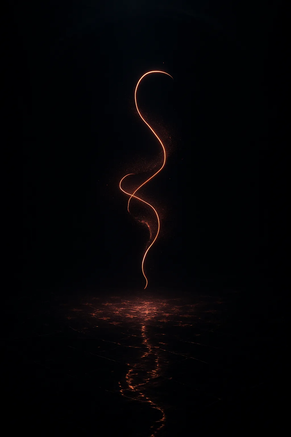 It looks like a single thread of molten copper, drifting midair in a vaulted chamber of …