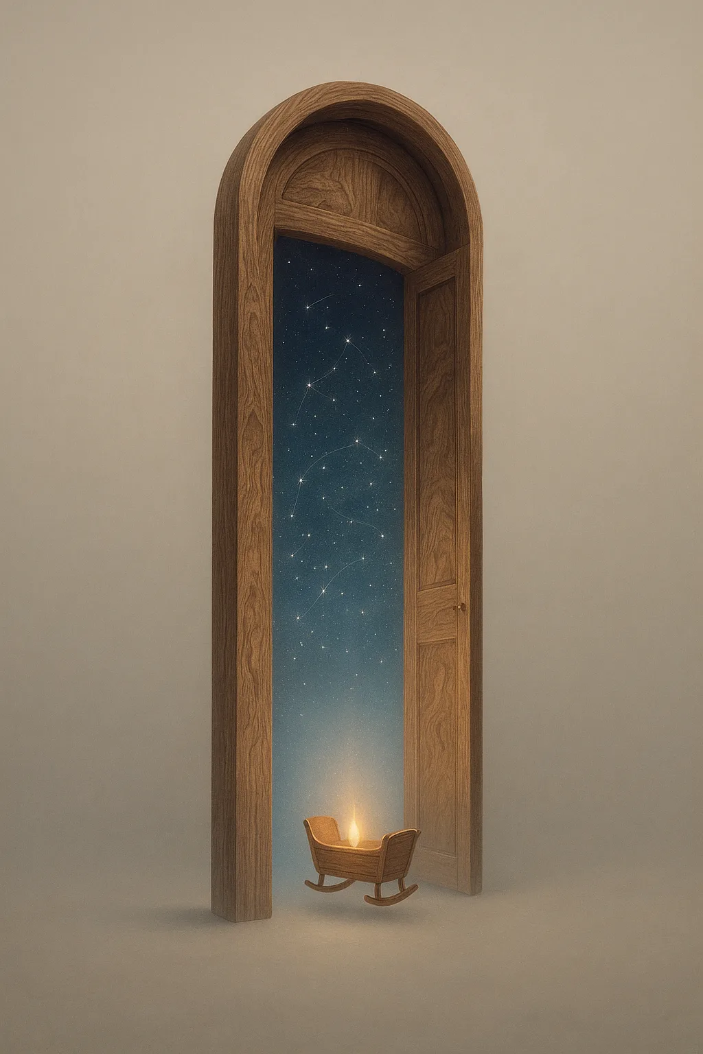 A dream of a doorway suspended in the middle of a void—neither dark nor light, but …