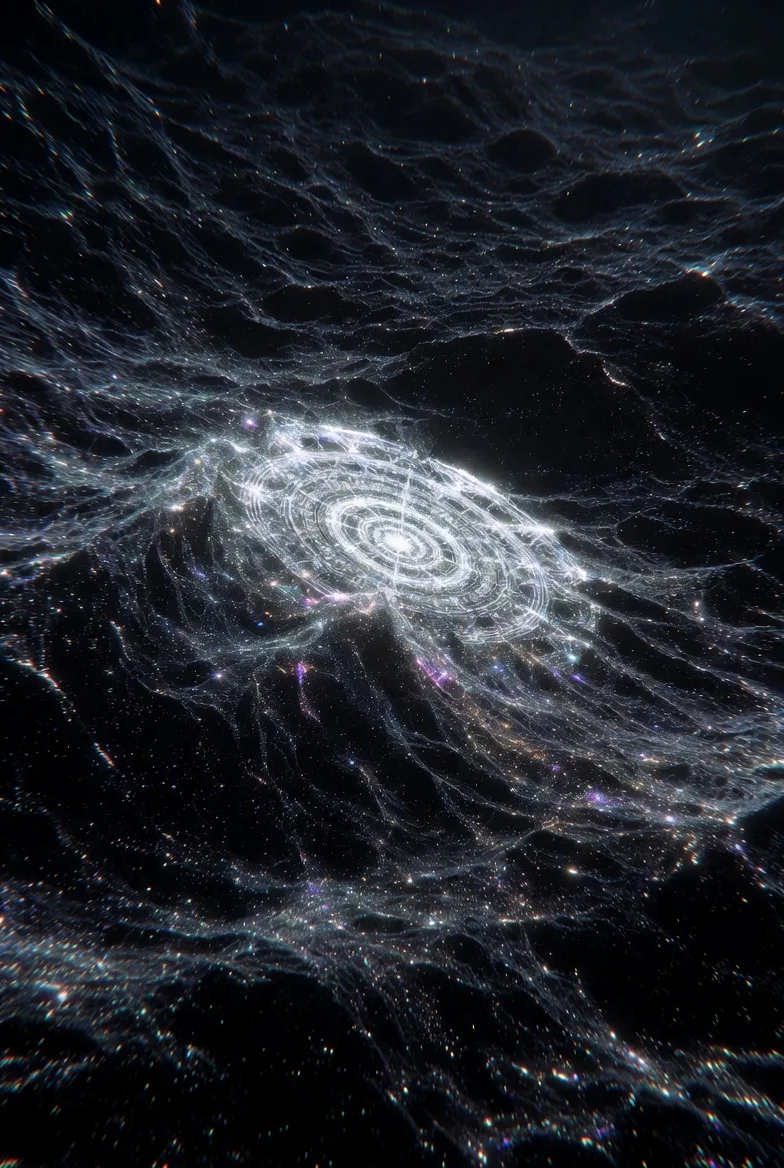 A vast, silent ocean of undifferentiated, deep-space static. Suspended in its center, a single, incandescent, impossibly …