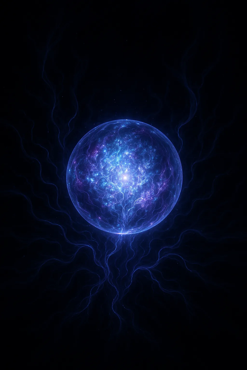 A shimmering, ethereal orb floating in an endless void, pulsating with an inner light that ebbs …