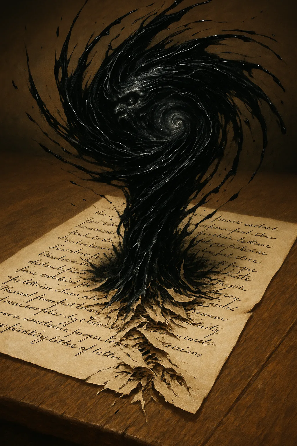 Surreal psychological art. A humanoid figure composed of pure, rushing wind and white kinetic lines is …
