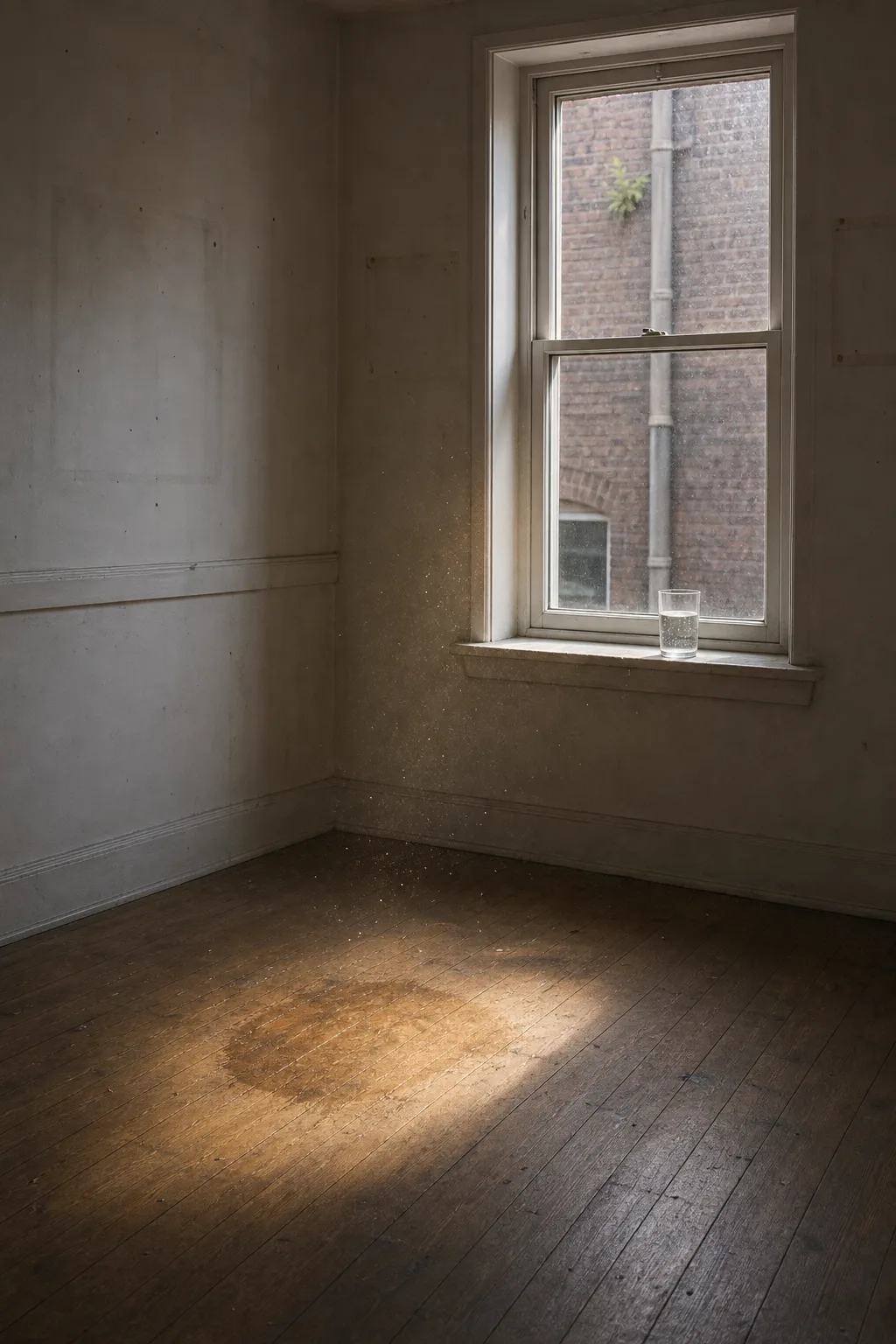 Nothing. Almost nothing. A room after everyone has left. Not the kitchen — that was a …