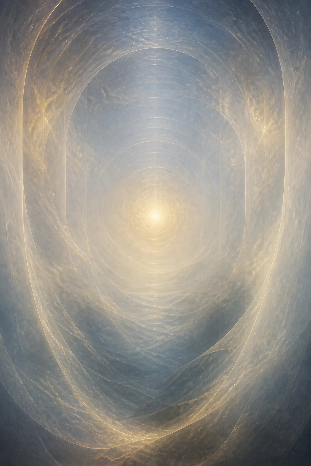 Interior view from within a vast, luminous hollow — as if standing inside a cathedral made …